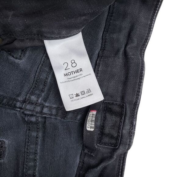 Mother The Looker Jeans Womens 28 Not Guilty Black Denim Ankle Painted Grunge - Picture 4 of 10